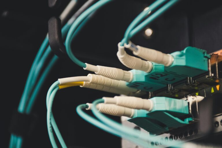 Telecommunication cables plugged into a server for VoIP White Label